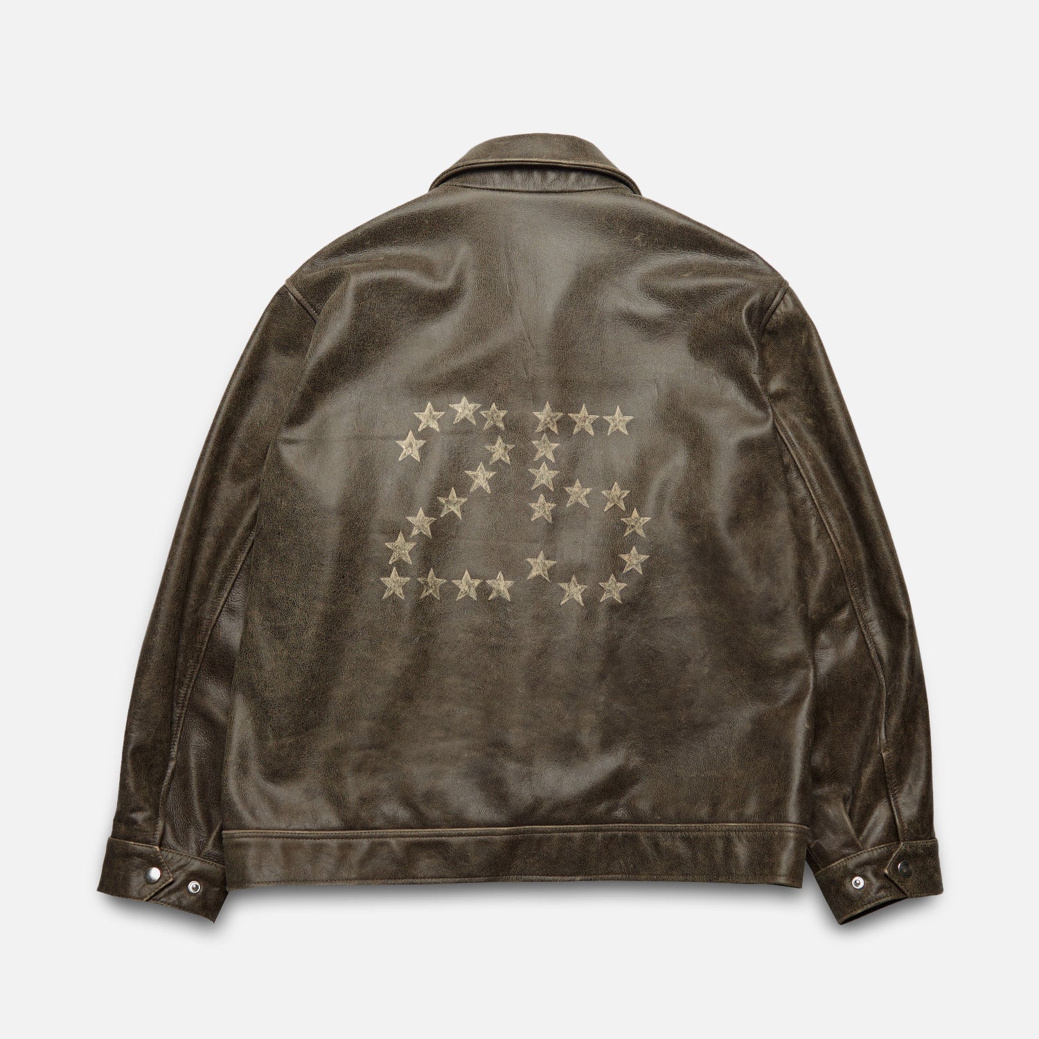 Hand-Painted Dark Brown Leather Jacket - Image 3