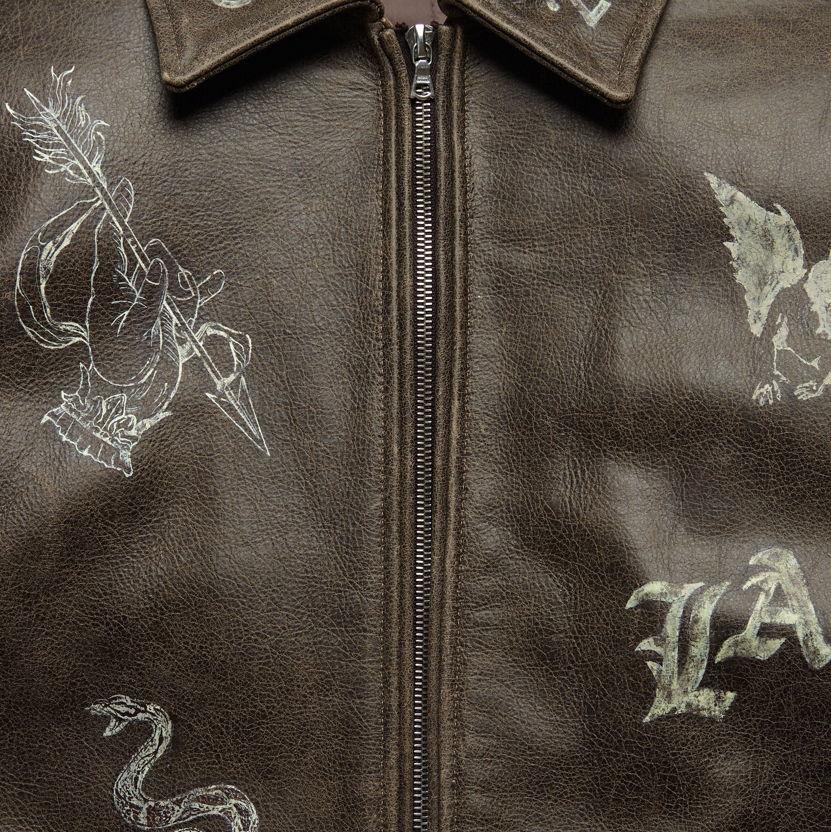 Hand-Painted Dark Brown Leather Jacket - Image 4