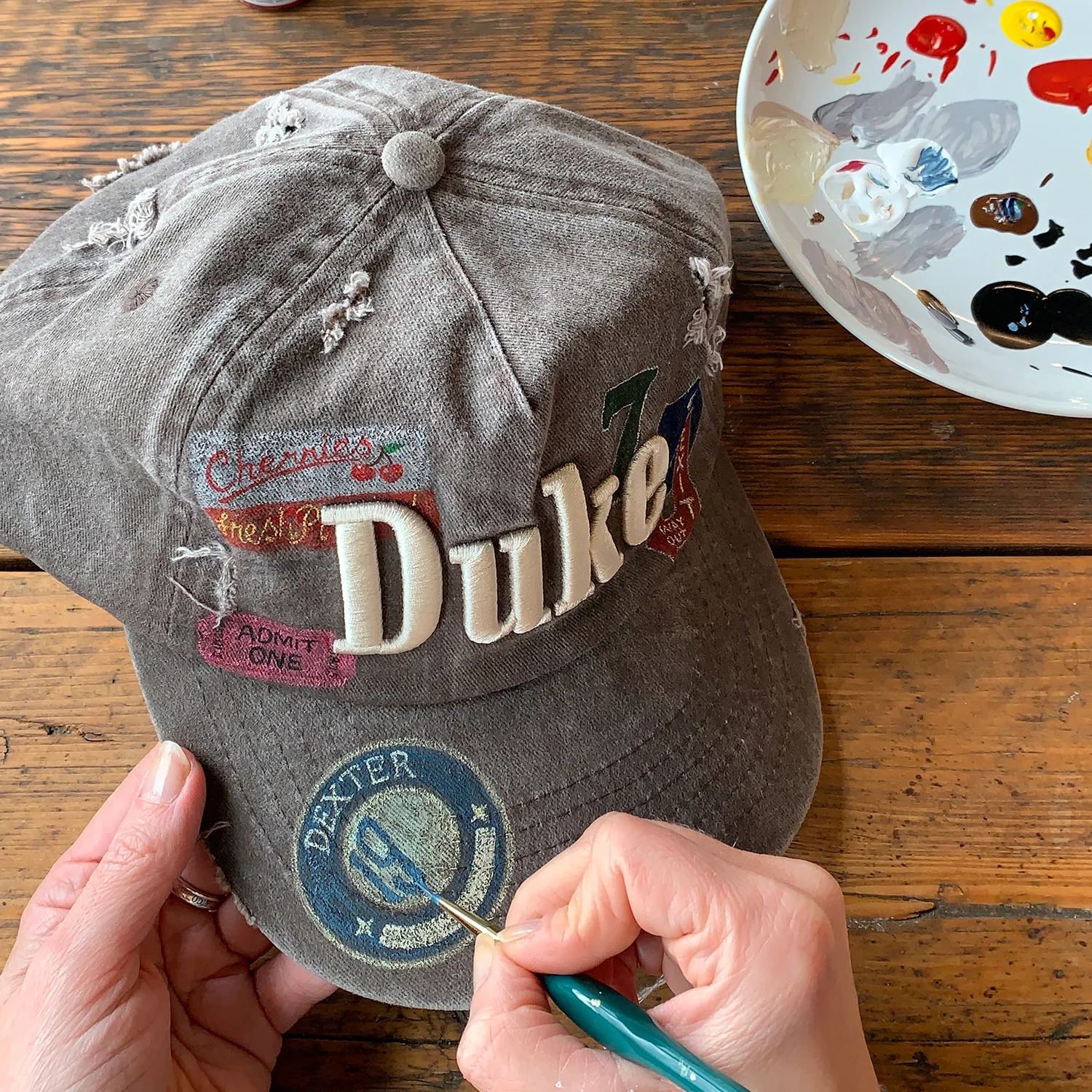 Hand-Painted Patch Distressed Cap - Image 6