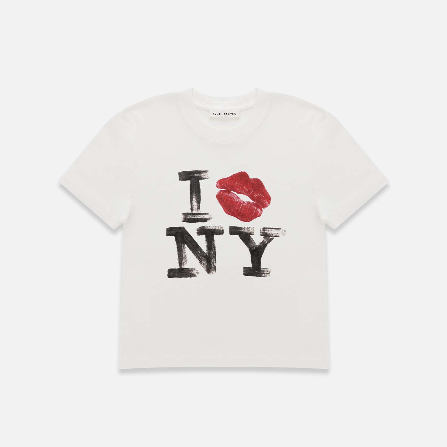 I Kiss NY Vintage White Baby Tee - Women's