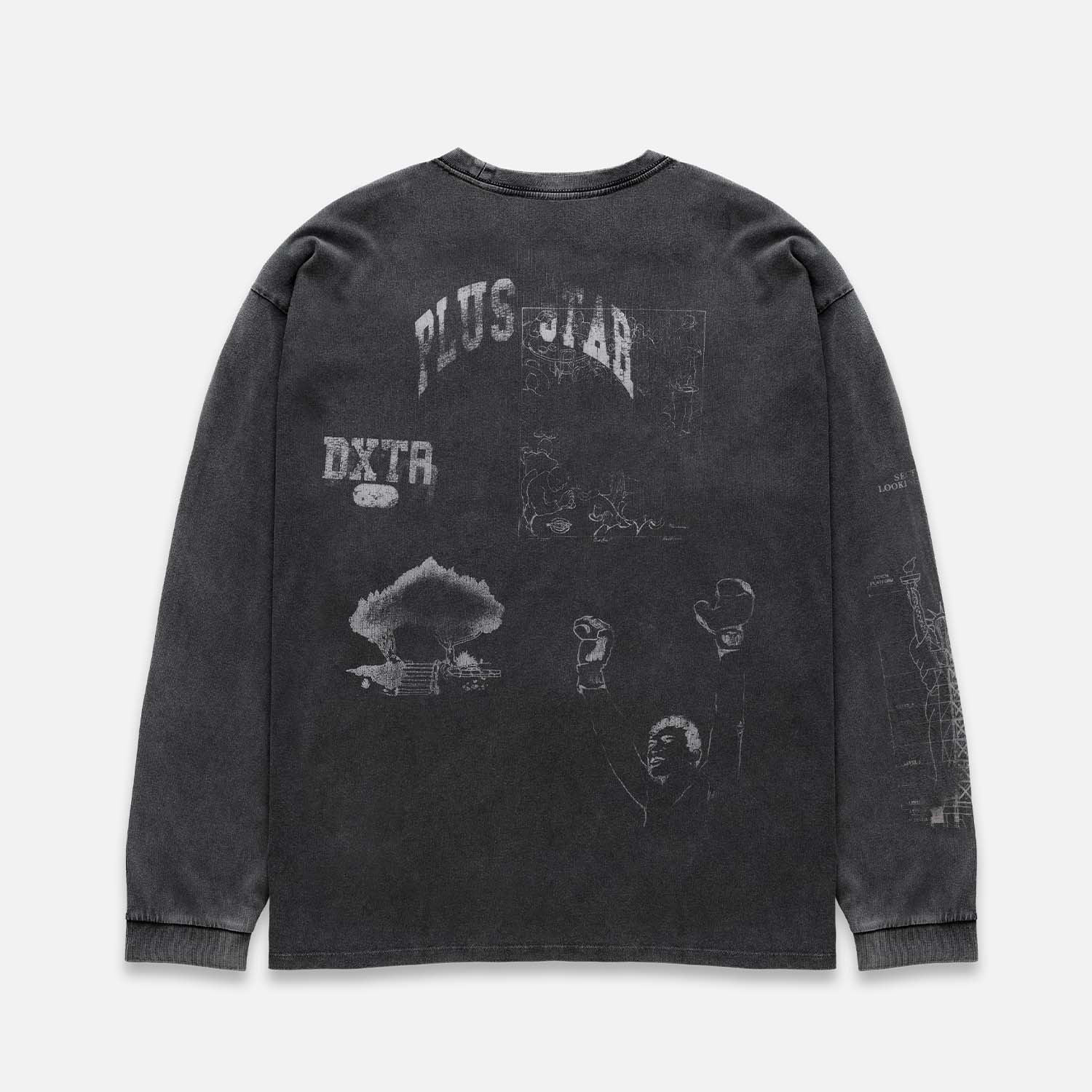 NY Sketch Washed Grey Long Sleeve Top - Image 3