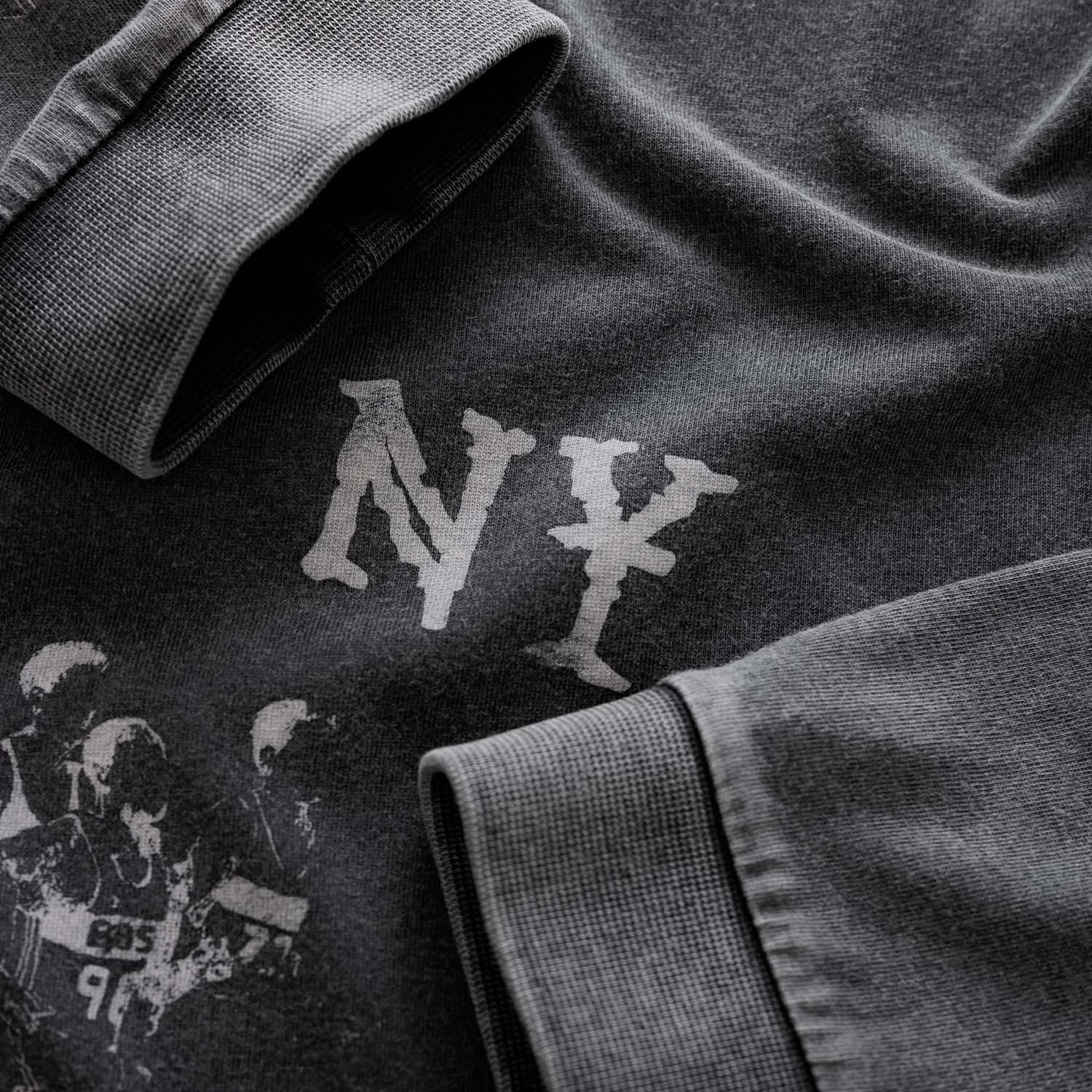 NY Sketch Washed Grey Long Sleeve Top - Image 5