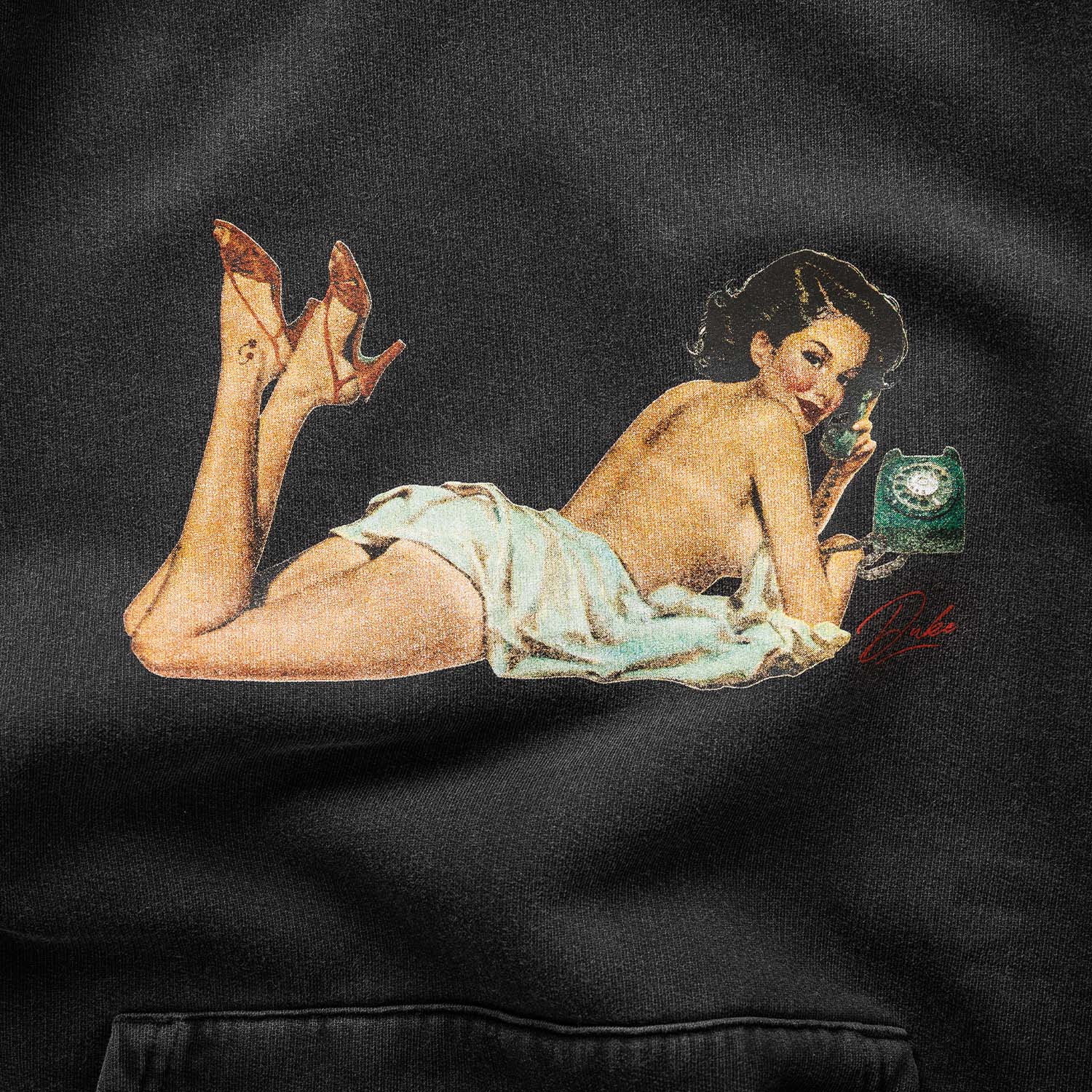 Pin Up Washed Black Hoodie - Image 4