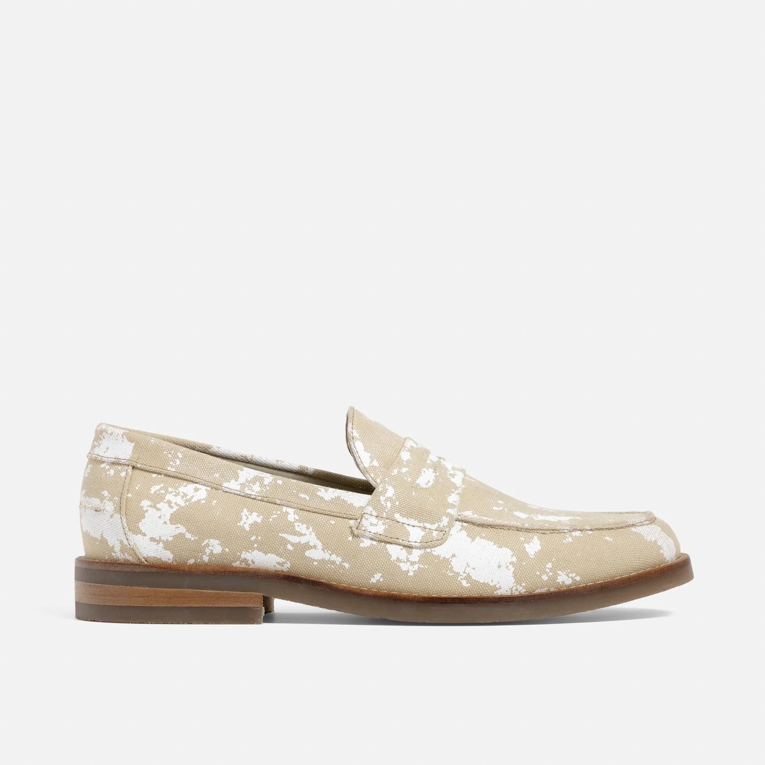 Wilde Beige + White Painted Canvas Penny Loafer - Men's