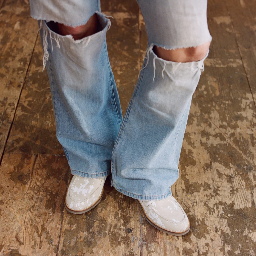 Wilde Beige + White Painted Canvas Penny Loafer - Men's - Image 8