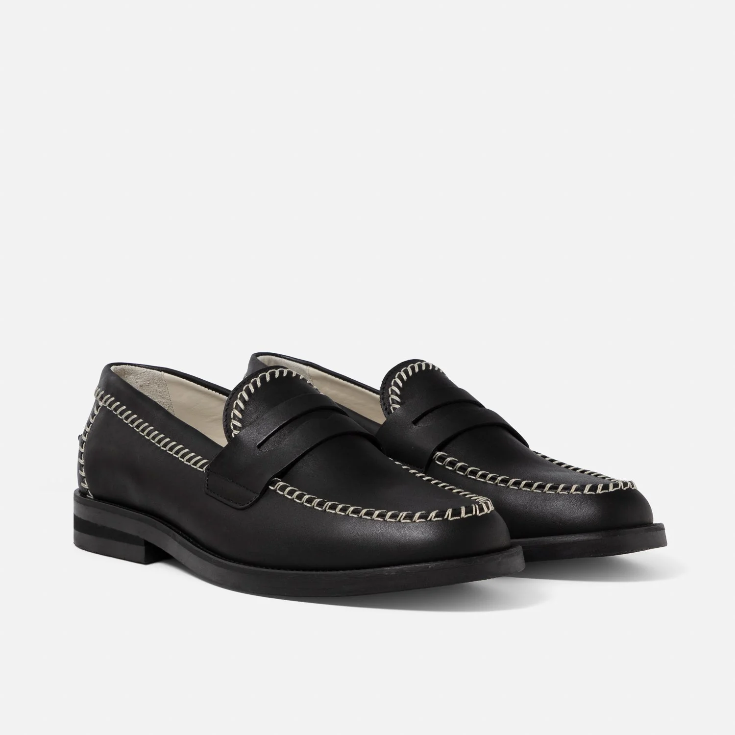Wilde Black + Cream Box Stitch Penny Loafer - Men's - Image 3