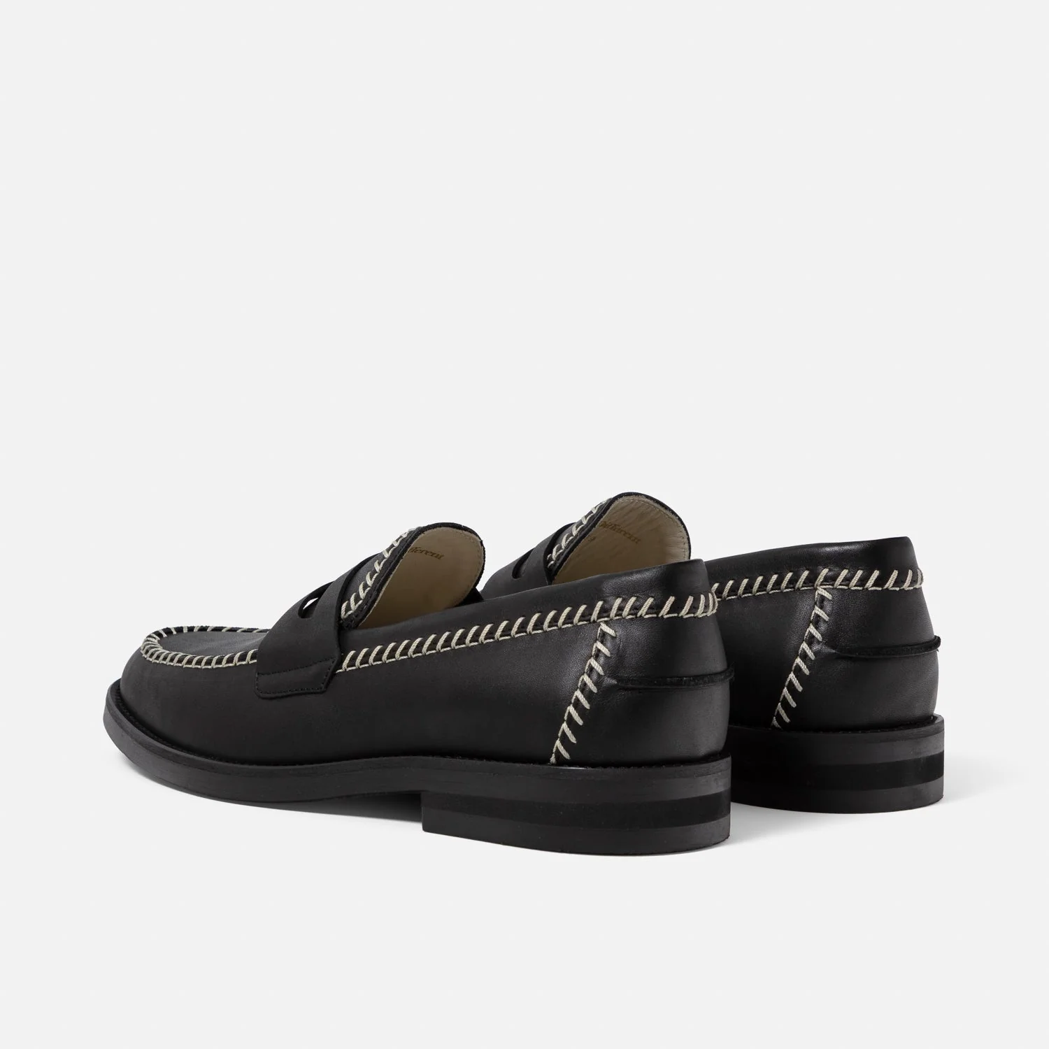 Wilde Black + Cream Box Stitch Penny Loafer - Men's - Image 6