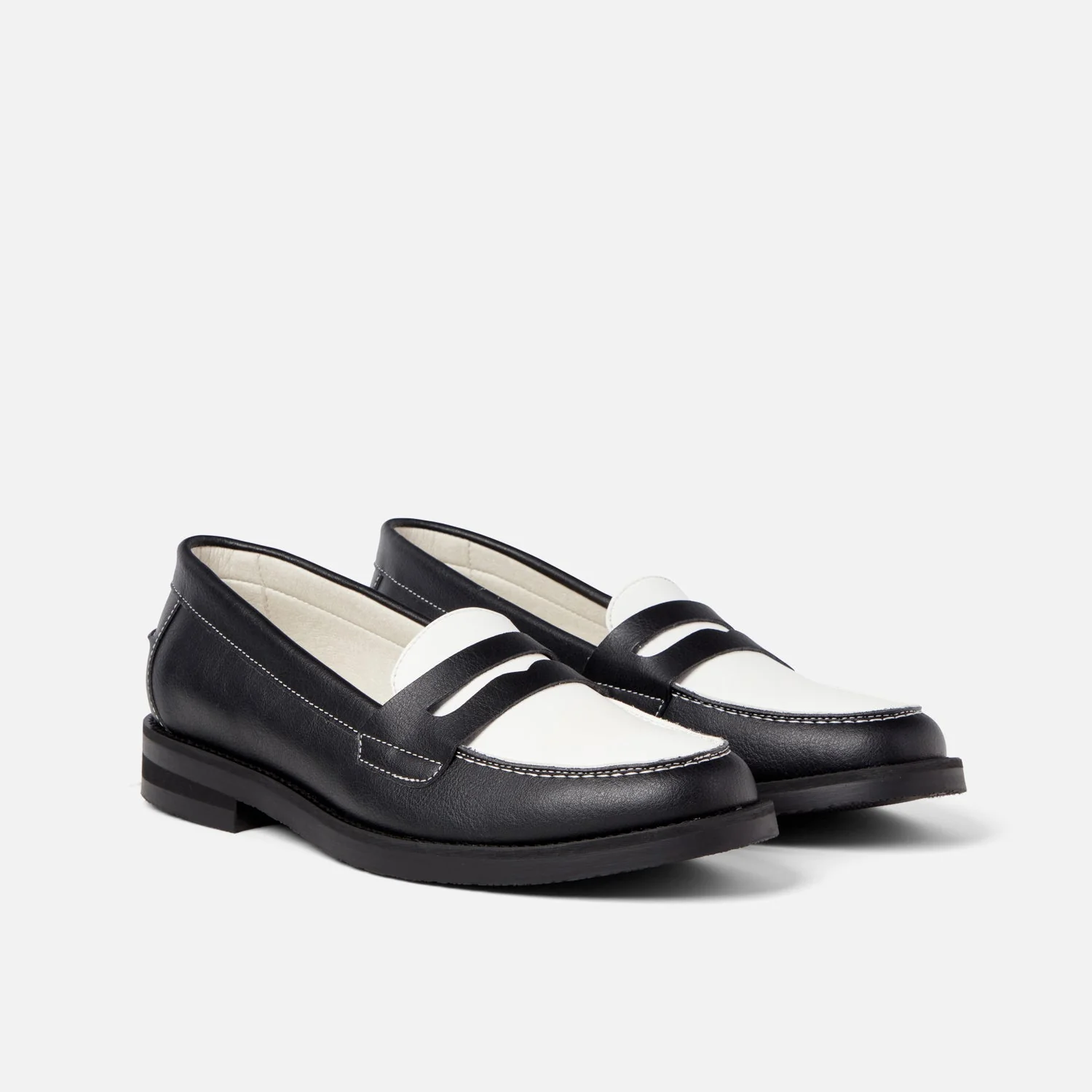 Wilde Black + White Vegan Penny Loafer - Women's - Image 3