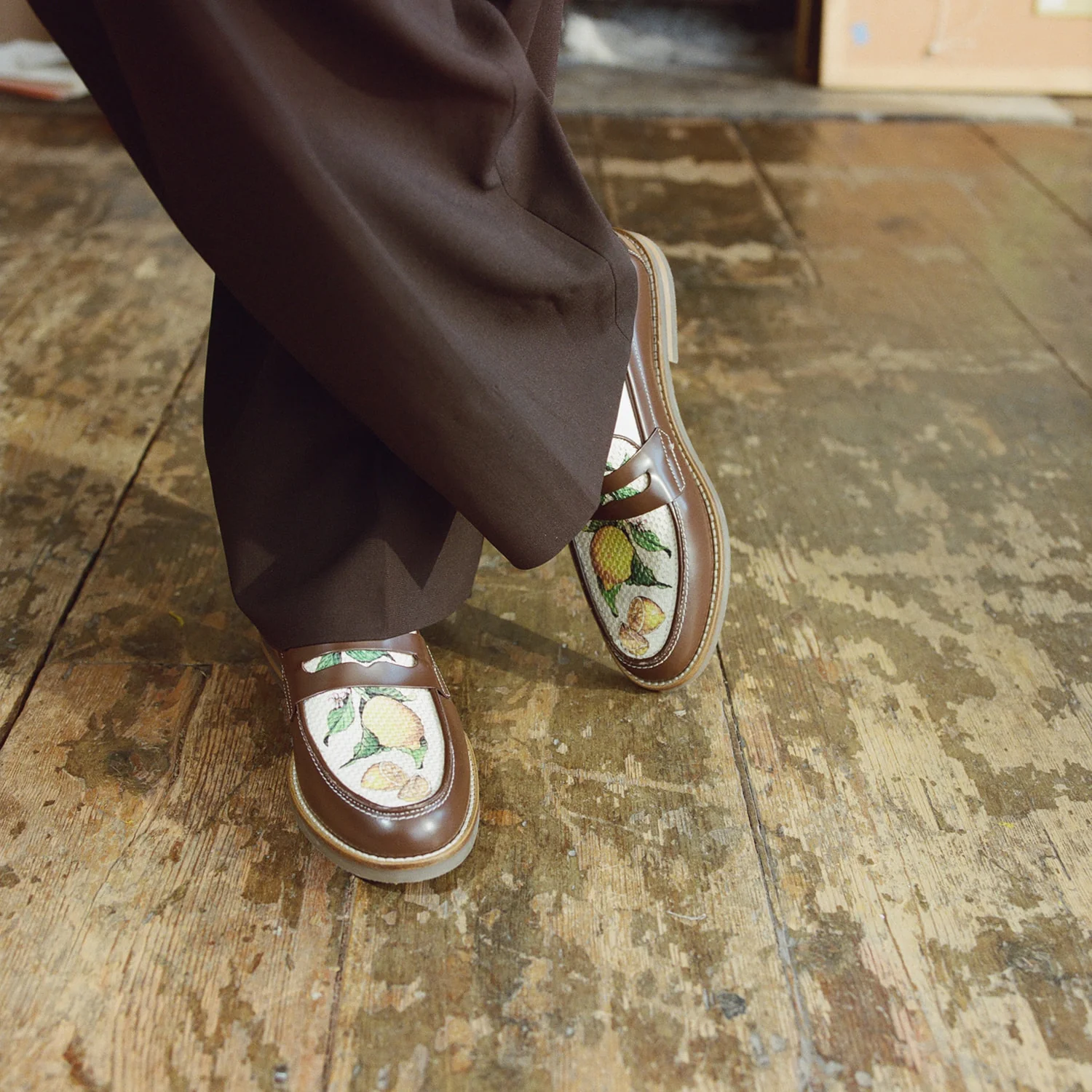 Wilde Chestnut Lemon Raffia Penny Loafer - Men's - Image 8