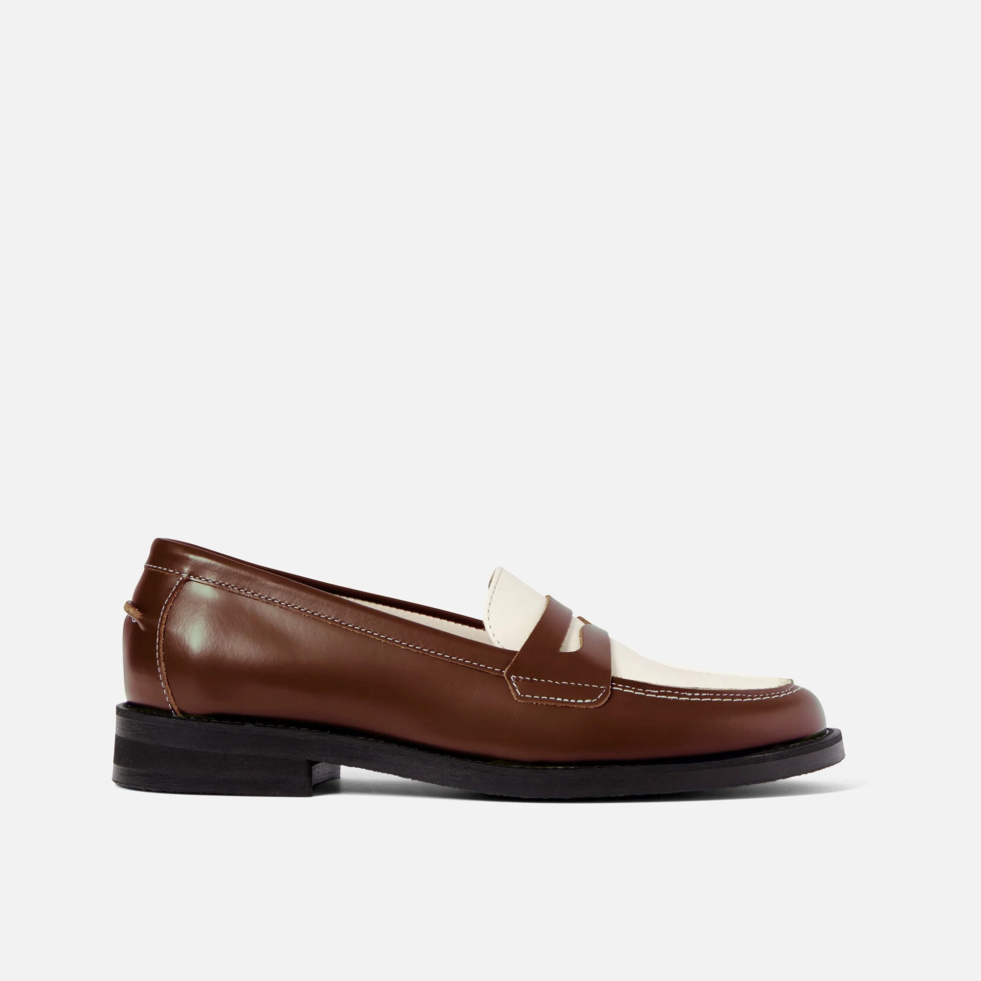 Wilde Chestnut + White Penny Loafer - Women's
