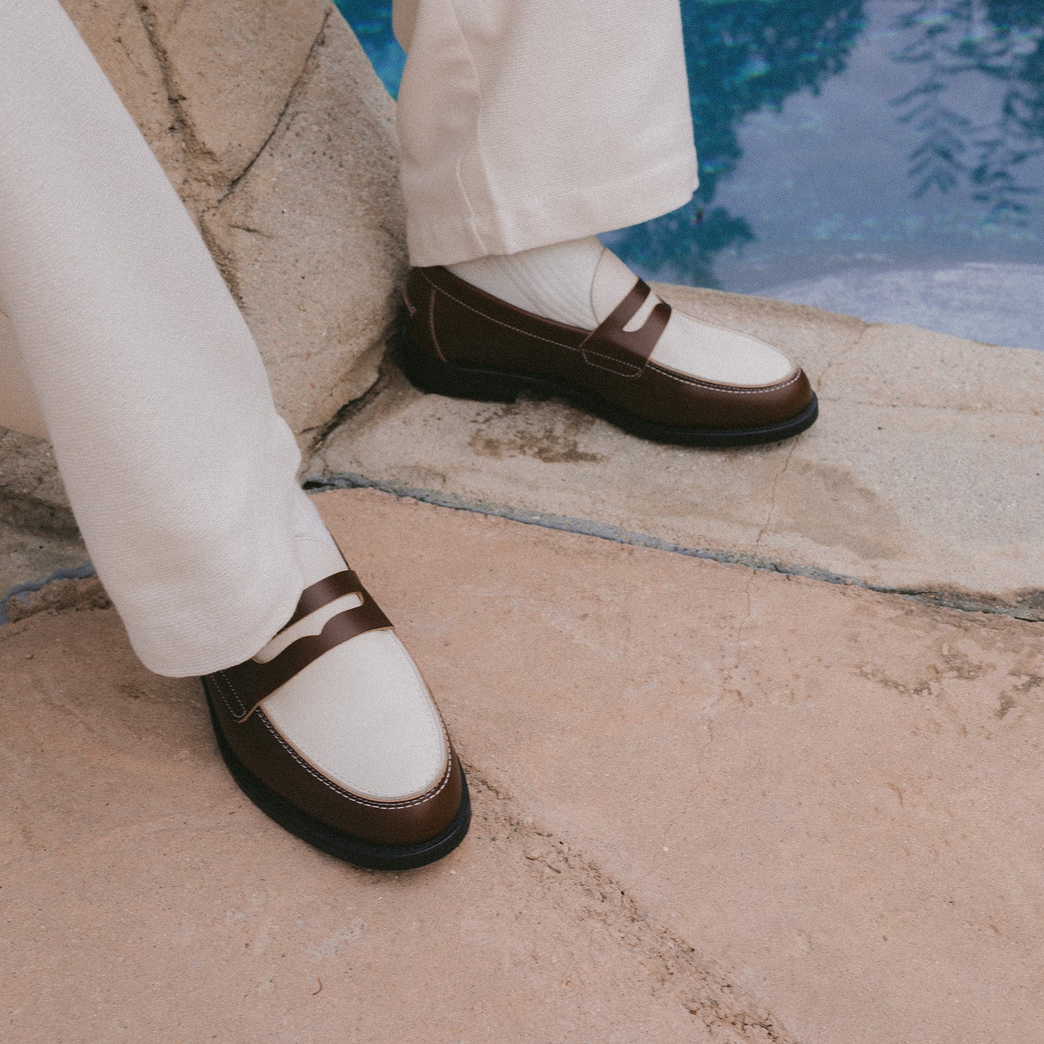 Wilde Chestnut + White Penny Loafer - Men's - Image 8