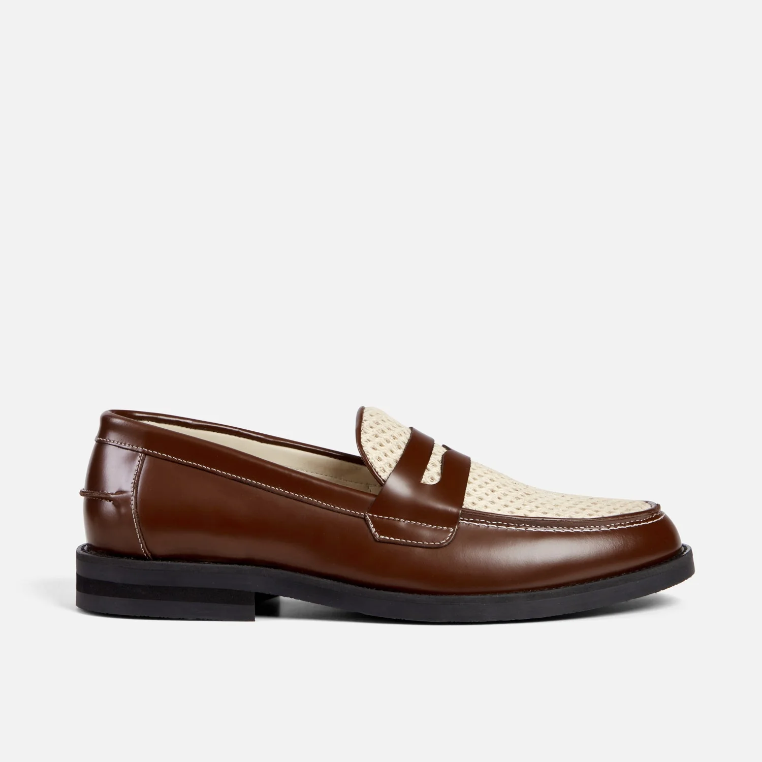 Wilde Chestnut + White Rattan Penny Loafer - Men's - Image 4