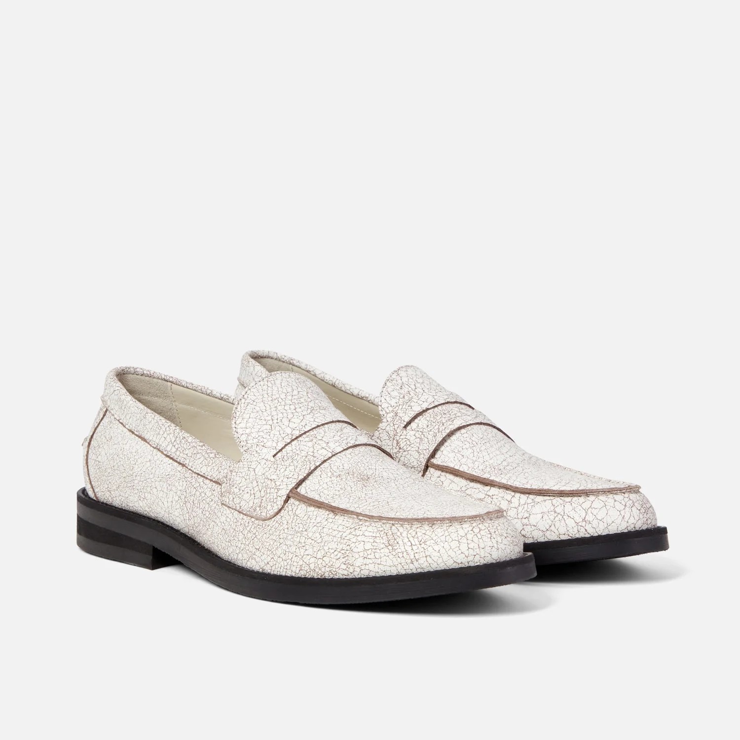 Wilde White Cracked Penny Loafer - Men's - Image 3
