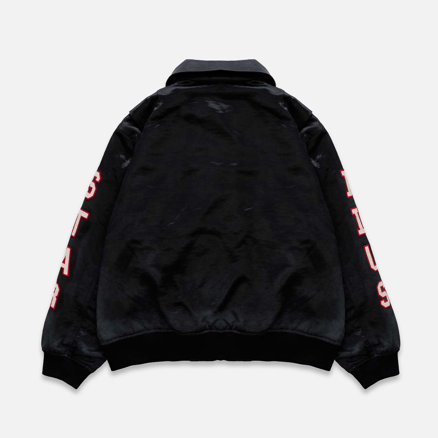 Plus Black Satin Bomber Jacket - Image 3
